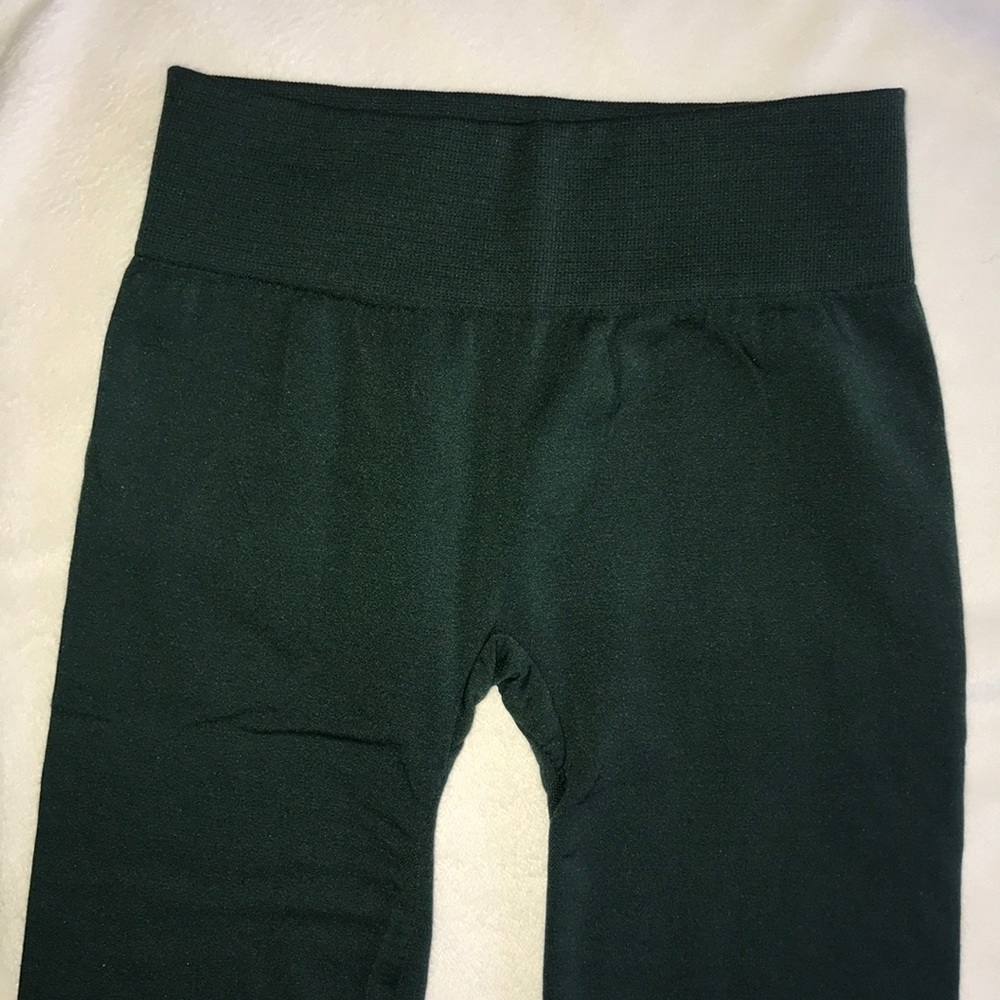 NWOT Fleece Lined Leggings Hunter Green - Picture 2 of 4